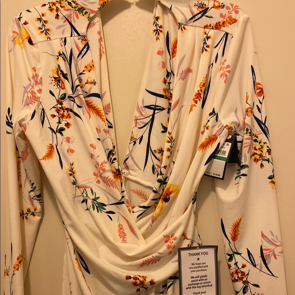 RACHEL Rachel Roy Floral Wrap Dress - White, Orange, Purple
